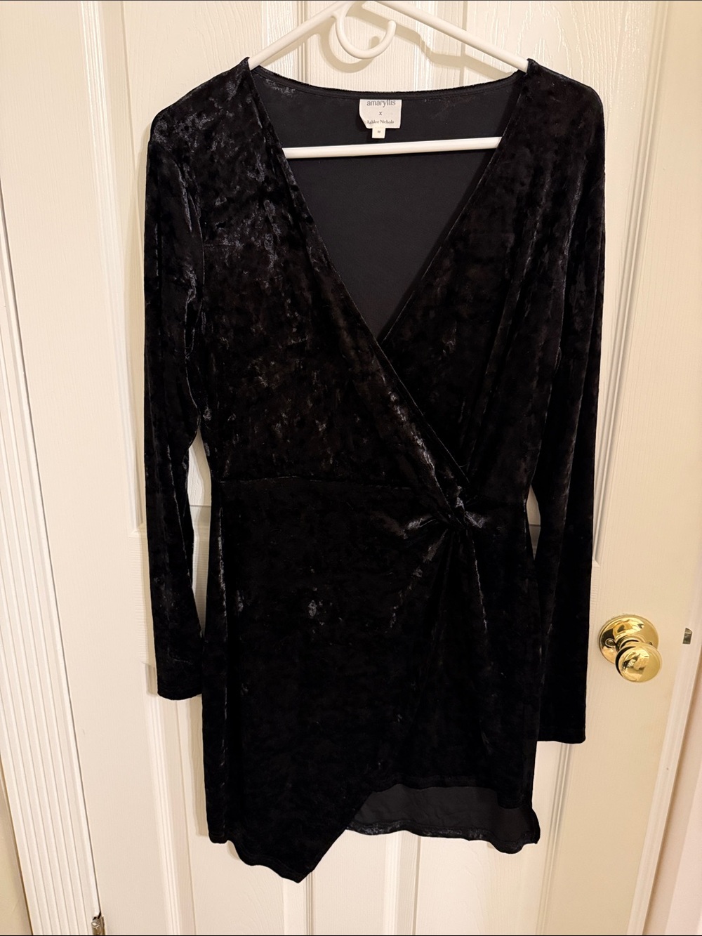 Amaryllis Black Velvet Wrap Mini Dress